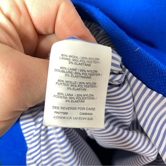 J. CREW Wool Melton Short Peacoat Coat Cobalt Royal Blue - Picture 5 of 6